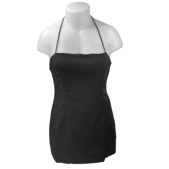 Zara Women's Black Sleeveless Halter Cami Camisole Tank Bodycon Mini Dress XXL - Picture 1 of 4